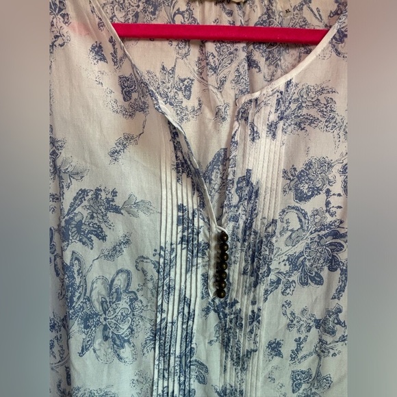 Soft Surroundings Nimes Blue & White Toile Embroidered Floral Tunic XL - Picture 6 of 8